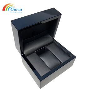 กล่องบรรจุภัณฑ์ไม้สั่งทำขายส่งจากโรงงานพร้อมโลโก้, กล่องนาฬิกาไม้สีดำสั่งทำ MOQ ต่ำพร้อมโลโก้สำหรับผู้ชาย, กล่องของขวัญนาฬิกา - Product Image 3