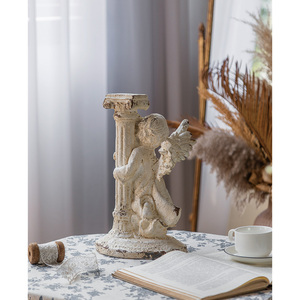 Bougeoir vintage <span class=keywords><strong>petit</strong></span> ange, style européen rétro, créatif, beauté, bougeoir en MgO pour la décoration de la maison ou de mariage - Product Image 2