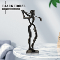 Trophée de golf personnalisé en métal moulé durable, poli, plaqué noir canon, impression UV, gravure, couleurs personnalisables