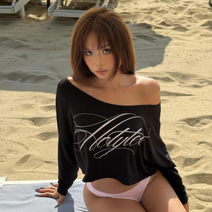T-shirt court imprimé lettres pour femme, coupe ample, style Y2K streetwear, haut décontracté à manches courtes, tee-shirt graphique tendance pour l'été - Product Image 2