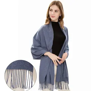 Châle en laine de cachemire, grande taille, épaisse et douce, enveloppes Pashmina pour femmes,