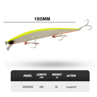 JOHNCOO – leurres de pêche, appâts artificiels pour ménés, 180mm, 30g, Jerkbait, suspendu, Wobbler, Long Cast, appât dur, Seabass, sandine