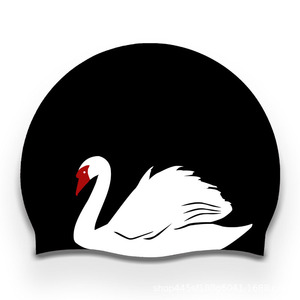 Gorro de natación de silicona con estampado de cisne, protección para los oídos para adultos, gorro de natación extra grande, grueso, impermeable, protector del cabello - Product Image 2