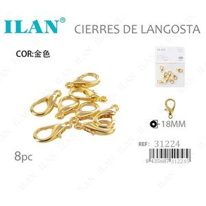 Chiusure a Moschettone Ilan 18mm Oro 8 Pezzi Componenti per Gioielli - Product Image 3