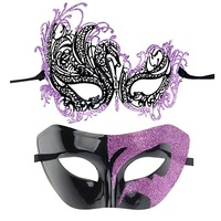 Masque de couple demi-visage en métal pour Halloween et Carnaval de Venise, réutilisable et tendance