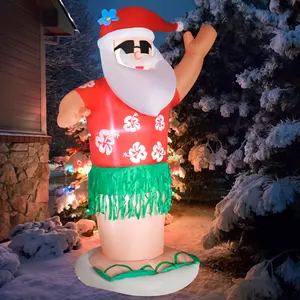 7 Fuß hawaiianischer Weihnachtsmann aufblasbare Weihnachtsdekoration Outdoor-Party-Ornament und Dekoration Weihnachtszubehör