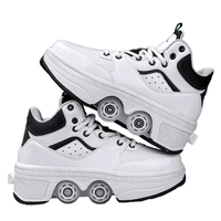 Chaussures de patinage 2-en-1 en matériau TPR noir, blanc et rose, pour adultes et enfants, best-seller intérieur et extérieur 2026