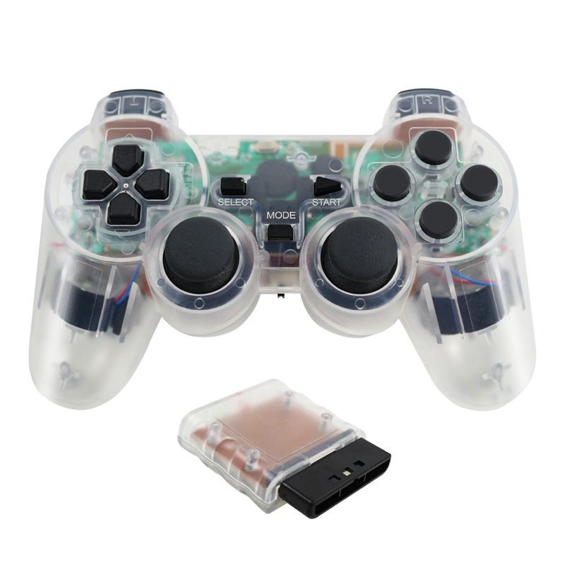 Transparent Wireless Video Game Controller for PS2 Gamepad Joystick  Joypad Game Handle Manette Gaming Pad for PS2