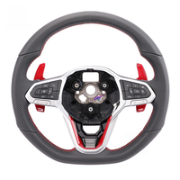 Volant sport à fond plat en fibre de carbone pour Volkswagen Golf 7 MK7.5 Bora Passat CC Jetta, modification personnalisée