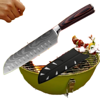 Japanse Chef-Kok Santoku Multifunctionele Keukenmes Metalen Fruitvlees Groentesnijder Voor Huishoudelijk Gebruik Met Houten Handvat