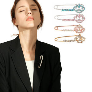 بروش كوري بسيط مضاد للوهج بشريط مع دبوس رقبة كبير من حجر الراين للنساء سترة وسترة مبطنة بالحفلات - Product Image 2