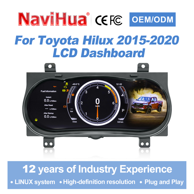 Navihua Car Upgrade LCD Dashboard Digital Cluster Linux System Auto Speedometer Instrument for Toyota Hilux/Fortuner 2015-2020