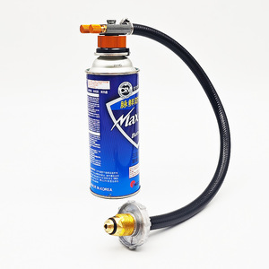 Válvula de recarga para estufa de gas con manguera para tanque de cartucho de camping, para todas las estaciones, de metal, para uso en exteriores. - Product Image 2