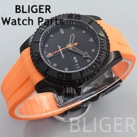 Montre de plongée BLIGER 40 mm pour homme, mécanique analogique NH36, cadran noir lumineux, verre saphir, bracelet en caoutchouc rouge/jaune, 100 m