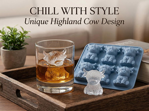 Moule à glaçons en silicone Mini Vache des Highlands, plateau en silicone à 6 cavités pour refroidir les boissons, moule à glaçons 3D Vache des Highlands - Product Image 2