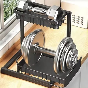 Organisateur de <span class=keywords><strong>cuisine</strong></span> étagère d'évier empilable à 2 niveaux sous l'évier organisateur d'armoire supports de rangement en métal et étagères Double Rectangle Spice - Product Image 3