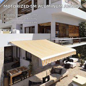 Auvent rétractable motorisé à bras articulé en alliage d'aluminium pour villa, balcon, 5m, commande manuelle, étanche, anti-UV, extérieur, jardin, terrasse - Product Image 2