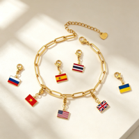 Pendentif drapeau national en acier inoxydable avec fermoir mousqueton, breloque pour bracelet à maillons trombone, collier - Décoration cadeau faite main DIY