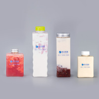 Botellas de Plástico PET Transparente Cuadradas de 300 ml de Alta Calidad para Envasar Bebidas de Soda, Jugo y Leche con Tapa de Rosca de PE
