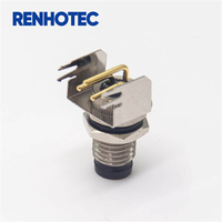 Conector Circular RENHOTEC M8 para Montaje en PCB, Macho de 3-8 Pines, Enchufe en Ángulo Recto, Carcasa Metálica, Cable Blindado de 60V para Automoción