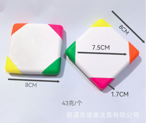 Set Promozionale Personalizzato di Penne Evidenziatori Quadrate Retrattili a 4 Colori con Logo per Ufficio, Scuola e Regalo - Product Image 2