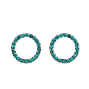 Orecchini a Cerchio Cavi, Orecchini a Cerchio con Zirconi Verdi Brillanti, Gioielli Minimalisti a Forma di Anello Rotondo, Accessori per Uso Quotidiano, Matrimoni e Feste - Product Image 4
