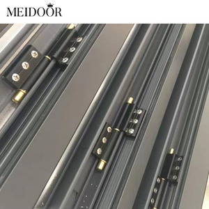 ประตูกระจกอลูมิเนียมด้านนอกสำหรับงานหนักประตูแบบพับสองทบหุ้มฉนวนความร้อนหีบเพลงหลายแผง - Product Image 6