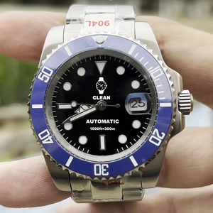 Montre de plongée de luxe à cadran vert 40 mm en acier inoxydable avec lunette en céramique et verre saphir, mouvement automatique mécanique - Product Image 2