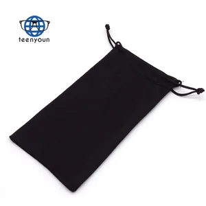 Teenyoun黑白灰色高品质太阳镜袋定制标志印花软拉绳便携式太阳镜超细纤维袋