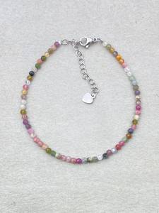 Pulsera de Turmalina Sandía, Joyería Delicada con Piedras Preciosas, Cuentas Microfacetadas, Pulsera de Cristal, Joyería Minimalista, Pequeñas Piedras Preciosas - Product Image 2