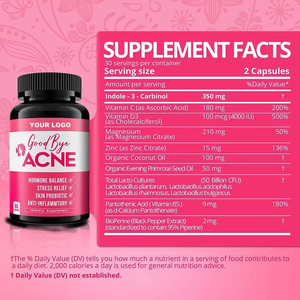 Complément Probiotique Anti-Acné Marque Blanche OEM ODM avec Mélange de 9 Souches, EGCG et Guggul Ut-Skin pour le Soutien de l'Acné Axiale et Hormonale - Product Image 6