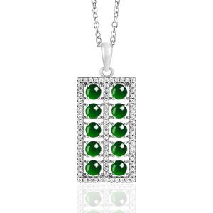 Colgante de Jadeíta Natural con Forma de Ábaco, Plata S925, Joyería para Mujer, Diseño Original, Estilo Chino, Regalo con Certificado de Tasación D346 - Product Image 1