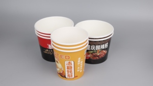 Boîtes et récipients alimentaires en papier avec couvercles ventilés à emporter bols à soupe chauds tasses à crème glacée en papier kraft jetables - Product Image 2