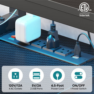 AJUNION L Shaped Gaming Desk with Monitor Shelf RGB LED Lights Power Outlets Storage Racks <strong>and</strong> Computer Table Gaming <strong>Setup</strong> - Product Image 5