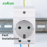 EBASEE CE Prise modulaire italienne 10A 16A 25A 250V Prise européenne à montage sur rail DIN