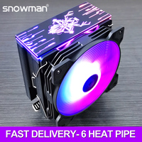 Refroidisseur CPU SNOWMAN 6 caloducs ARGB 120 mm PWM 4 broches, ventilateurs de radiateur PC silencieux à roulements à billes, cuivre plastique, refroidissement informatique