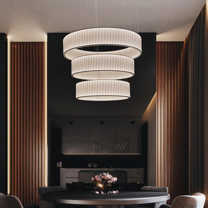Nouvelle lampe suspendue LED ronde en tissu, style chinois créatif, postmoderne et nordique, pour salon, salle à manger, chambre, bar - Product Image 3