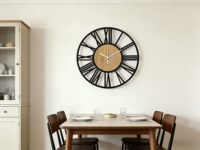 Horloge murale à cadre métallique Art déco minimaliste à une seule face, fonctionnant sur piles, pour la décoration de la maison