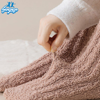 Couple corail velours femmes hiver chaussettes épaissi chaud maison dormir plaine blanc Tube chaussettes en peluche sol épais hiver intérieur chaussettes