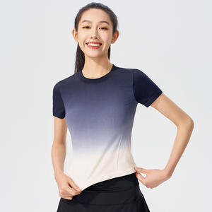 2024, camisetas cortas transpirables para gimnasio y Fitness para <span class=keywords><strong>mujer</strong></span>, camisetas de manga corta, camisetas de Yoga con gradiente para entrenamiento informal al aire libre, ropa deportiva - Product Image 6