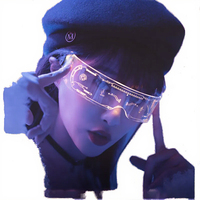 Lunettes Cyberpunk Futuriste à LED 7 Couleurs – Accessoire Punk pour Fête Rave, Déguisement, Rentrée des Classes et Halloween – Acrylique – Vente Flash