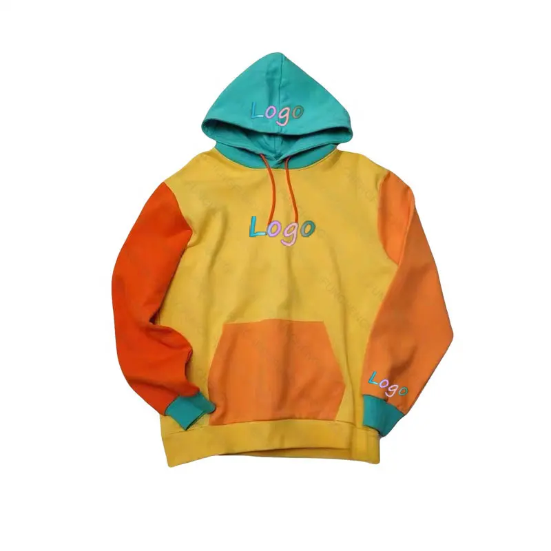 Custom Split Color Hoodie Sweatshirts Verschillende Kleur Blok Pullover Hoodies Voor Mannen Multi Gekleurde Hoodie