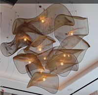 Lustre personnalisé pour hall d'hôtel, grand luminaire suspendu en verre, lampe suspendue moderne de luxe blanc or LED