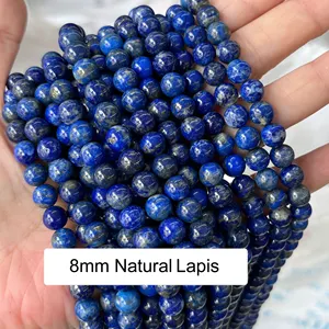 Bestone perle de pierre naturelle ronde de 8mm de haute qualité, perles de Lapis rondes pour la fabrication de bijoux