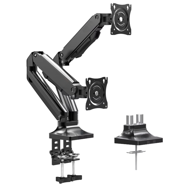 High Quality Dual Monitor Stand Arm Gas Spring Desktop Bracket Double Control Pc Support Pole Mount Monitor Arms
