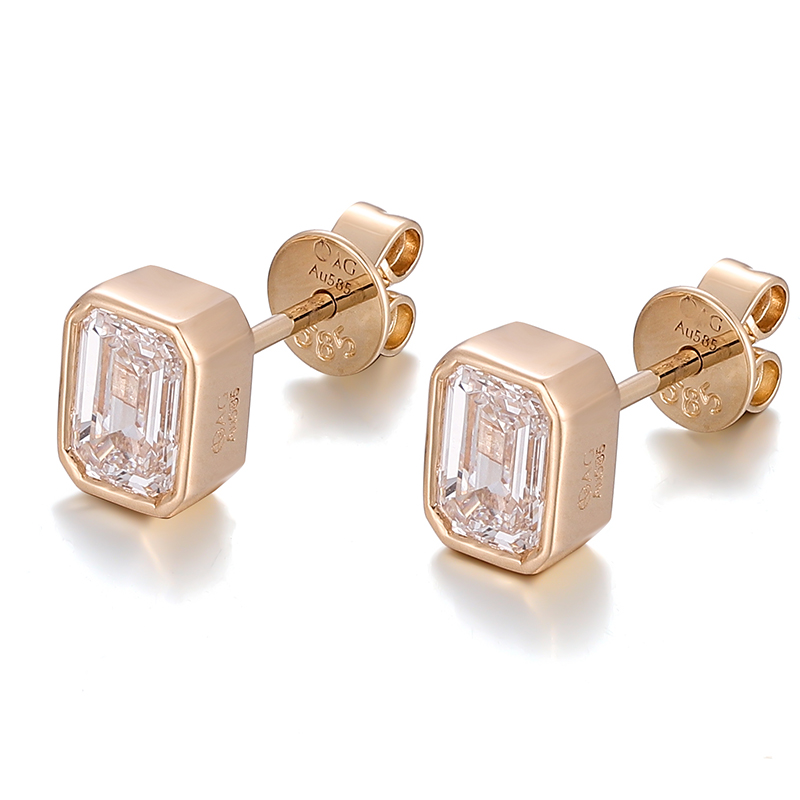 18k yellow gold lab diamond earring