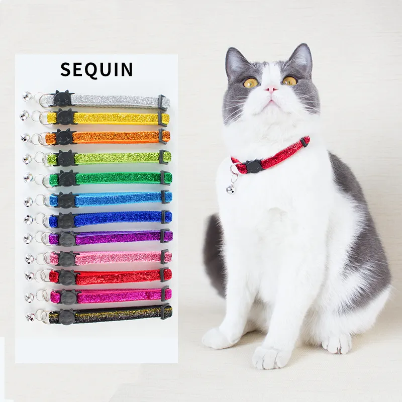 Manufacturer wholesale multi-colors design adjustable bell bow dog cat collar