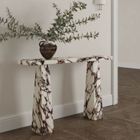 Table console de luxe en marbre Calacatta Viola au design européen moderne pour salon, cuisine, villa et hôtel