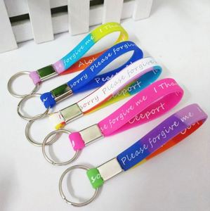 Personalized Customized logo Cheap Silicone Keychain Concave Word Printing Keychain Rubber Keyring Strap - Product Image 5