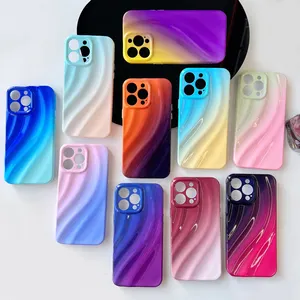 Gradient Colorful 3D Wave Water Ripple Soft TPU Phone Case for iPhone 11 12 13 14 Pro Max Summer Fresh Color Glossy Slim Cover